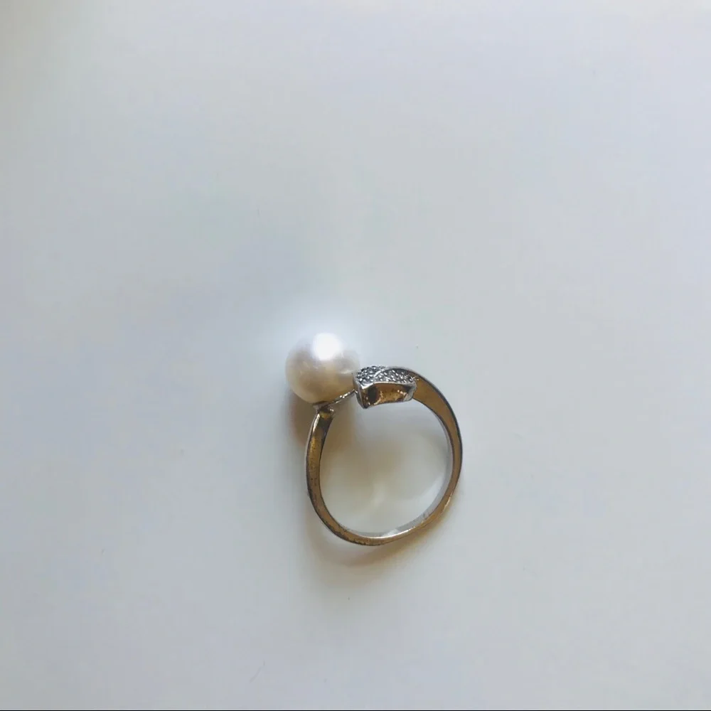 🪙 NIB Adjustable‎ AUTHENTIC THAI PEARL & Silver Leaf Ring